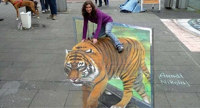 photo trompe l'oeil tigre apprivoise