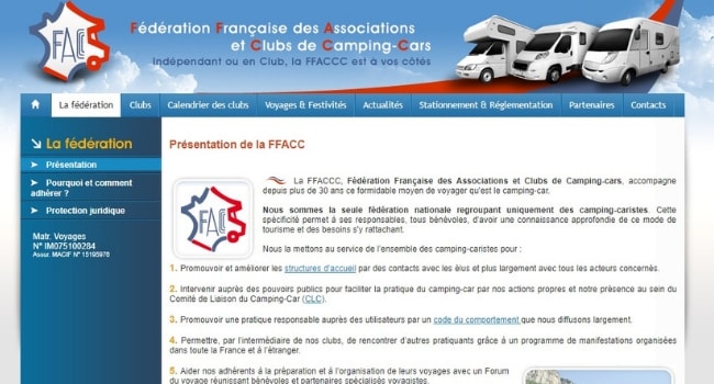 club ou fédération de camping-car