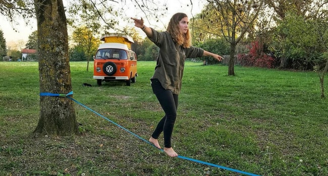 slackline vanlife